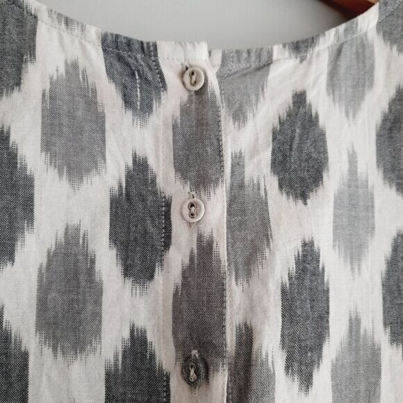 FABINDIA | 100% Cotton Boxy Bead Embroidered Ikat Crop Top Gray Sz M - Picture 11 of 13